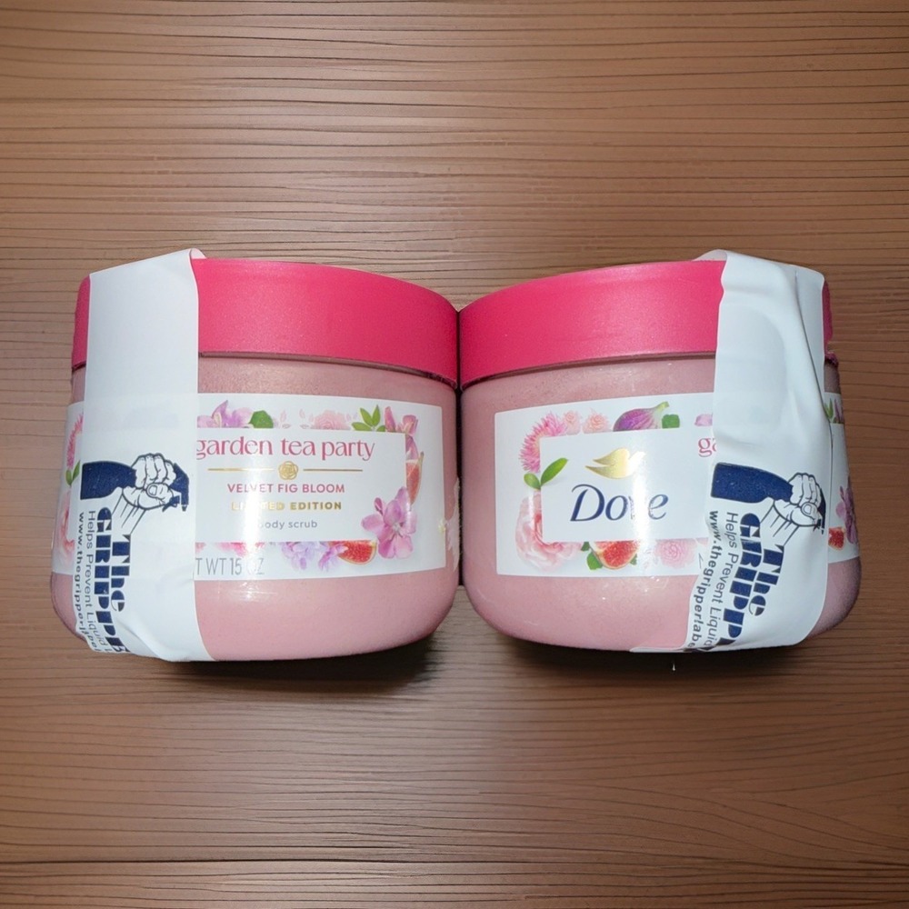 2 Dove Beauty Garden Tea Party Body Scrub Velvet Fig‎ Bloom Limited Edition